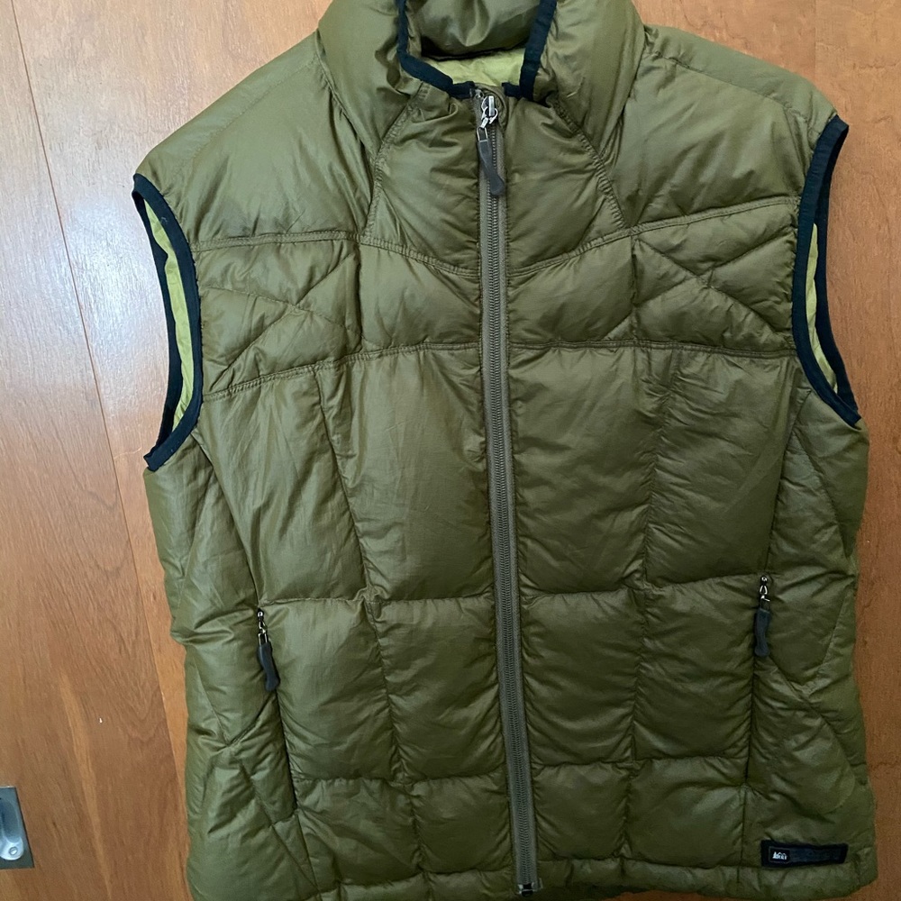 REI Women's Olive Green Goose Down Puffer Vest